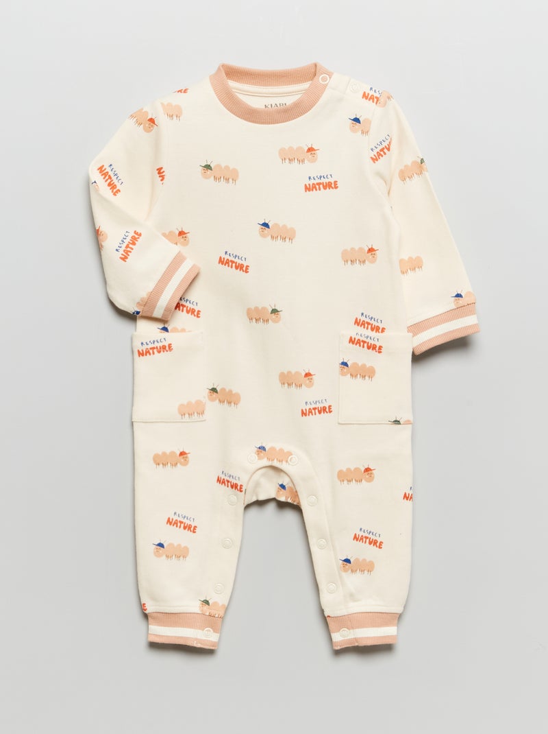 Pijama em malha jersey com estampado BRANCO - Kiabi