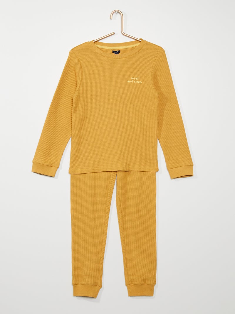 Pijama em malha ninho de abelha AMARELO - Kiabi