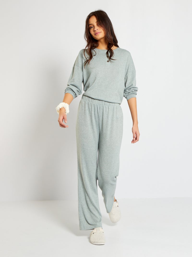 Pijama em malha peluche - 2 peças Azul - Kiabi
