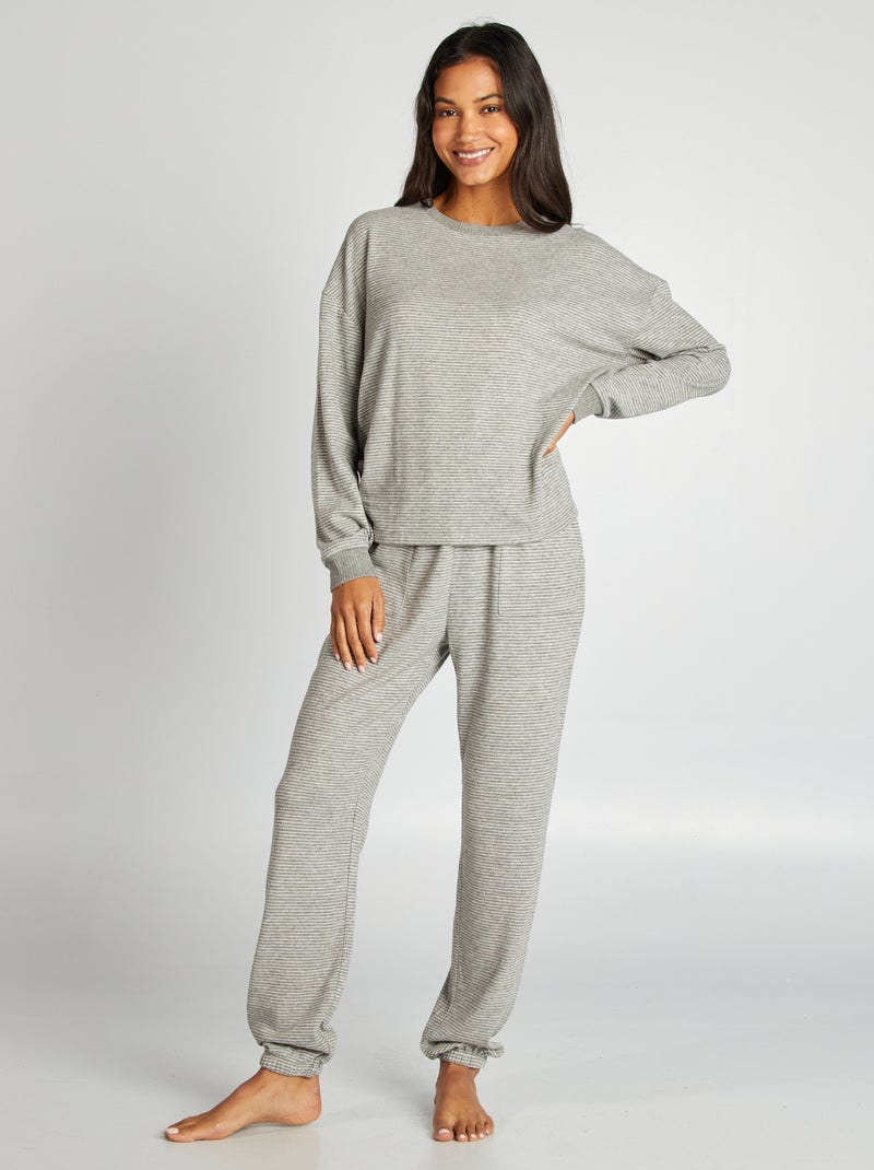 Pijama em malha peluche - 2 peças BRANCO - Kiabi