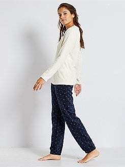 Pijama em malha peluche - Kiabi