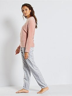 Pijama em malha peluche - Kiabi
