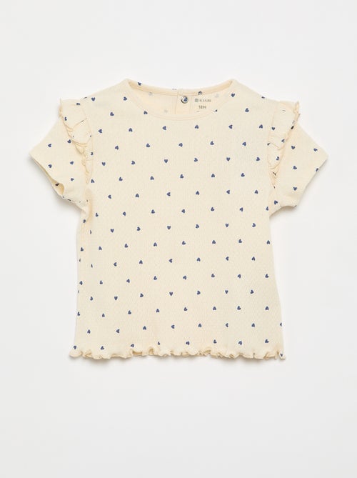 Pijama em malha pointelle t-shirt + calções - 2 peças - Kiabi