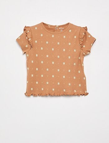 Pijama em malha pointelle t-shirt + calções - 2 peças
