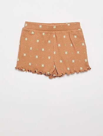 Pijama em malha pointelle t-shirt + calções - 2 peças