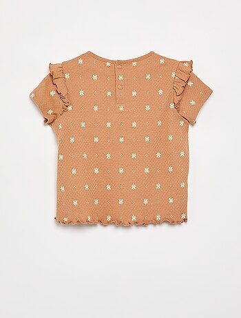 Pijama em malha pointelle t-shirt + calções - 2 peças