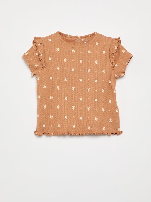 Pijama em malha pointelle t-shirt + calções - 2 peças - Kiabi