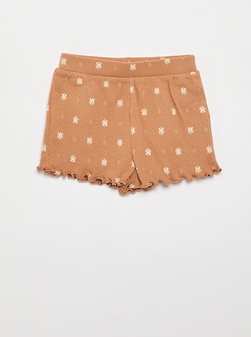 Pijama em malha pointelle t-shirt + calções - 2 peças - Kiabi