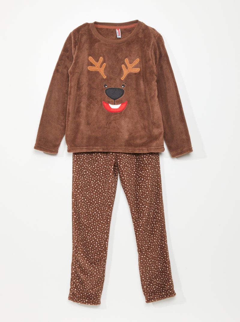 Pijama em malha polar - 2 peças CASTANHO - Kiabi
