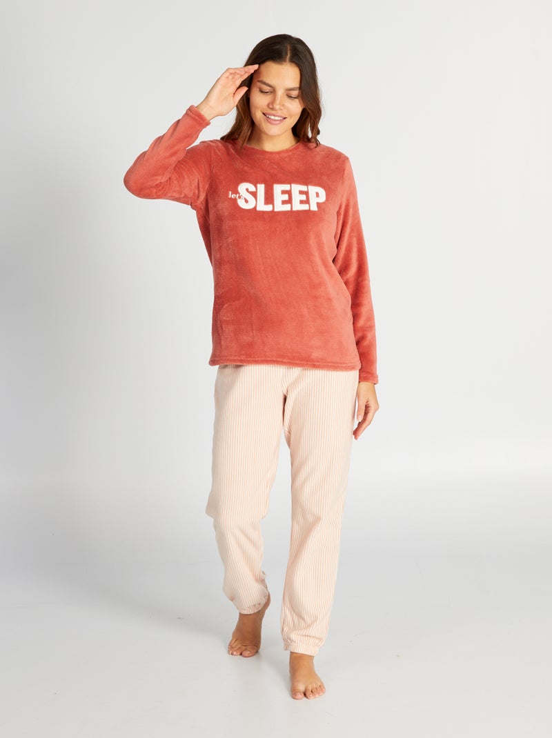 Pijama em malha polar - 2 peças ROSA - Kiabi