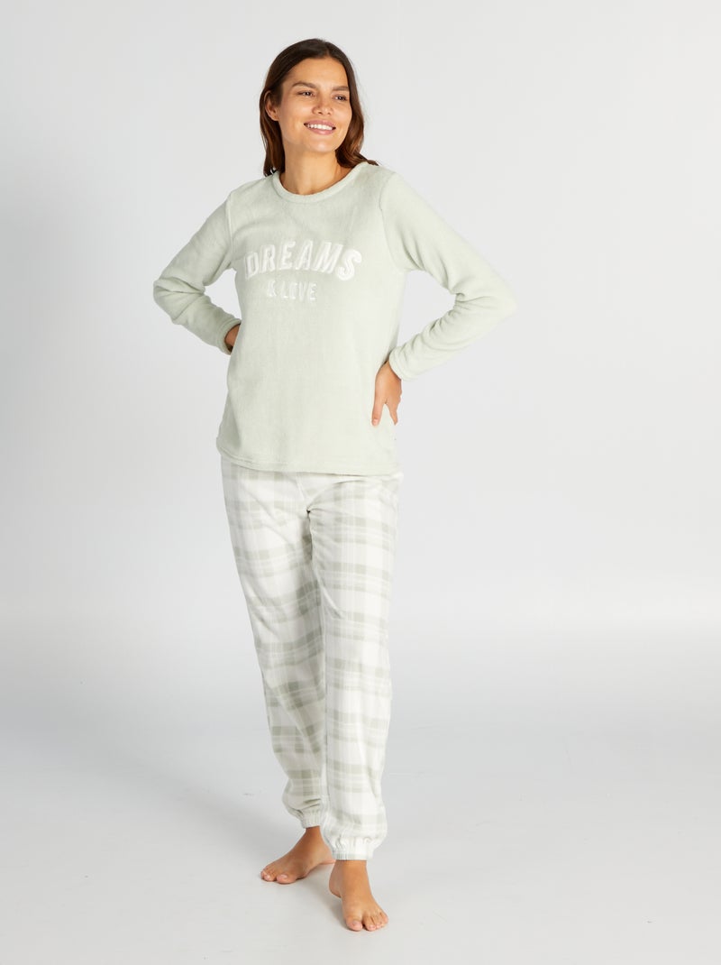 Pijama em malha polar - 2 peças VERDE - Kiabi