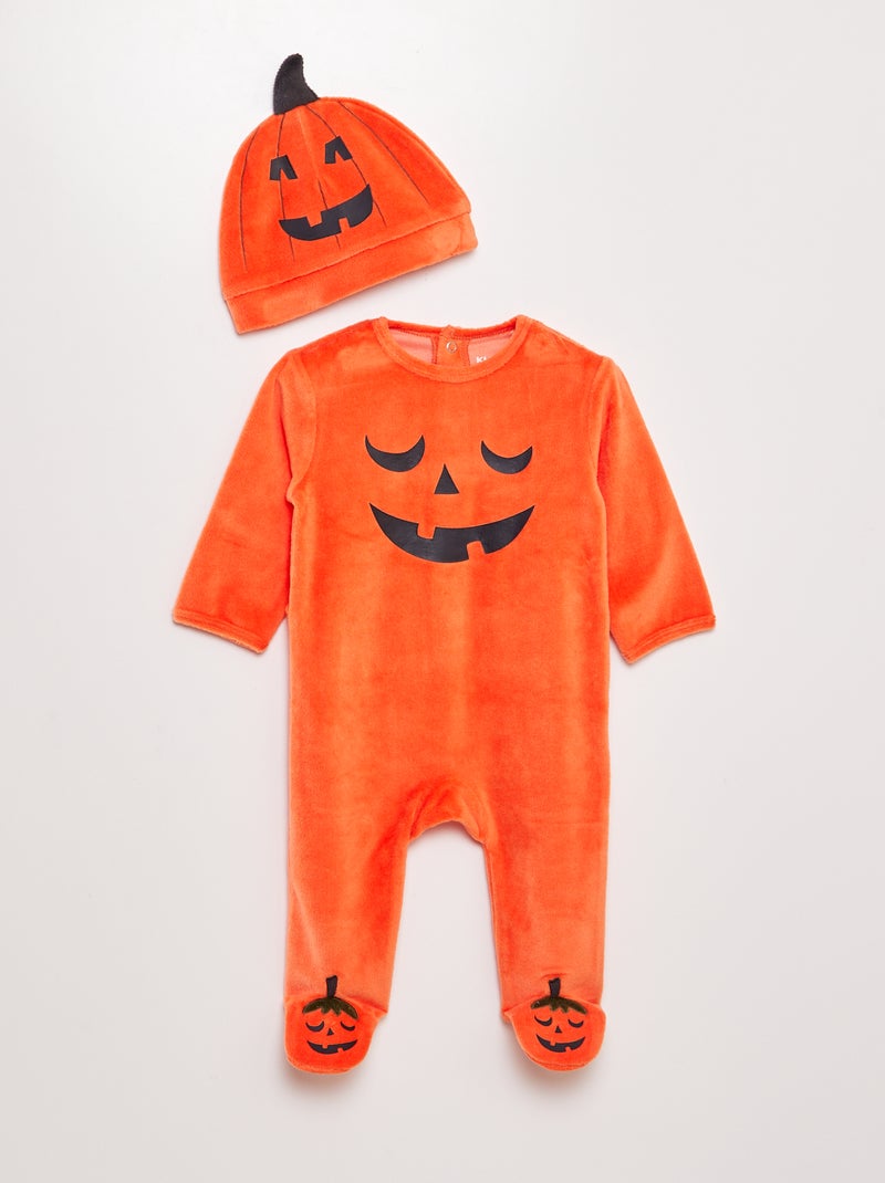 Pijama em malha polar + gorro - Halloween LARANJA - Kiabi