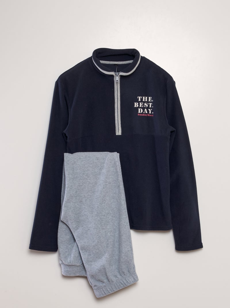 Pijama em malha polar, sweatshirt + calças - 2 peças AZUL - Kiabi