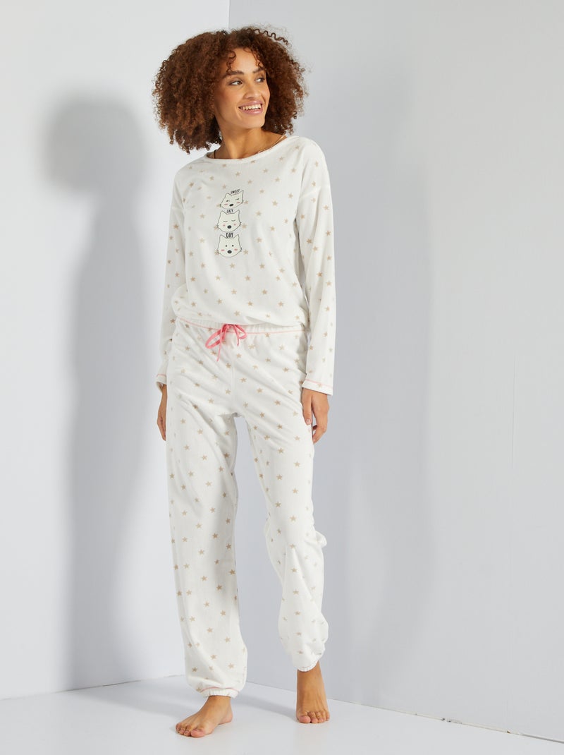 Pijama em malha suave - 2 peças BEGE - Kiabi