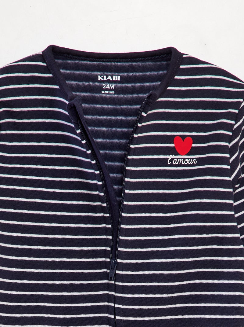 Pijama em moletão quente 'Amour' AZUL - Kiabi