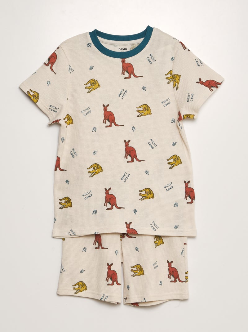 Pijama em ninho de abelha - 2 peças BEGE - Kiabi