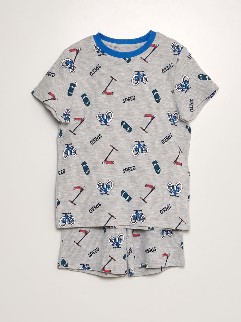 Pijama em ninho de abelha - 2 peças CINZA - Kiabi