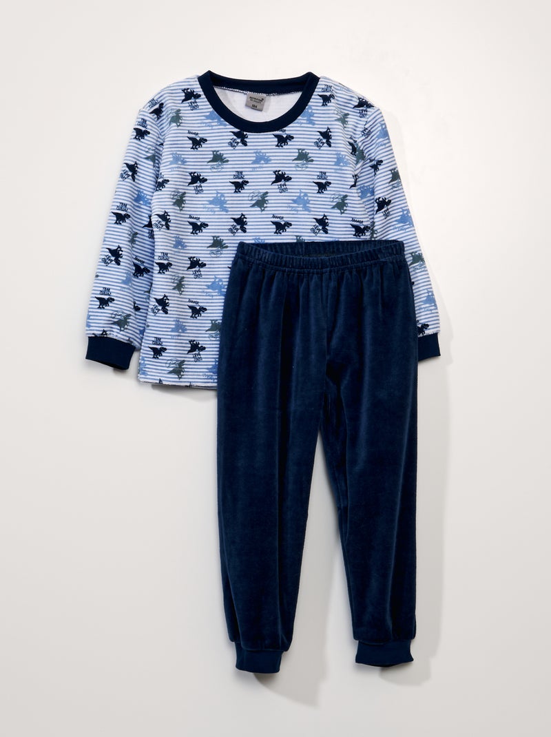 Pijama em veludo  - 2 peças AZUL - Kiabi