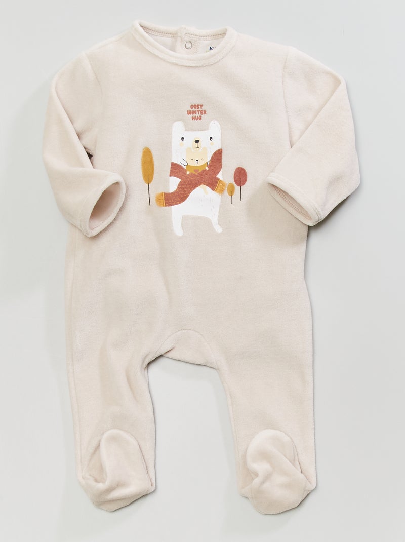 Pijama em veludo BEGE - Kiabi