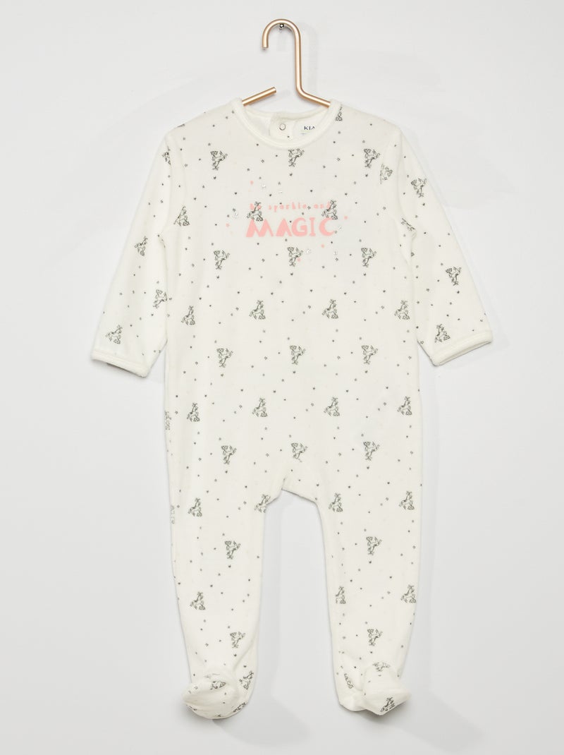 Pijama em veludo BRANCO - Kiabi
