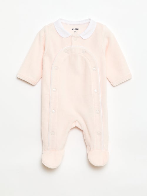 Pijama em veludo com gola claudine - Kiabi