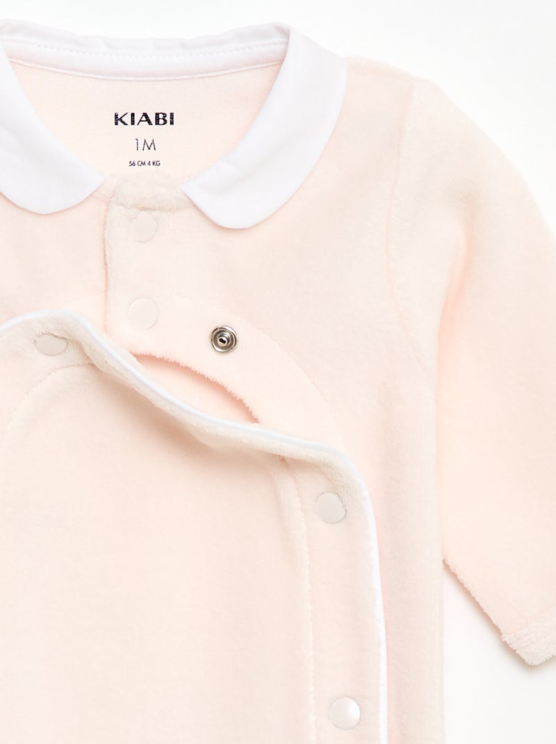 Pijama em veludo com gola claudine Rosa - Kiabi