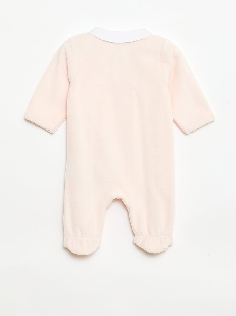 Pijama em veludo com gola claudine Rosa - Kiabi