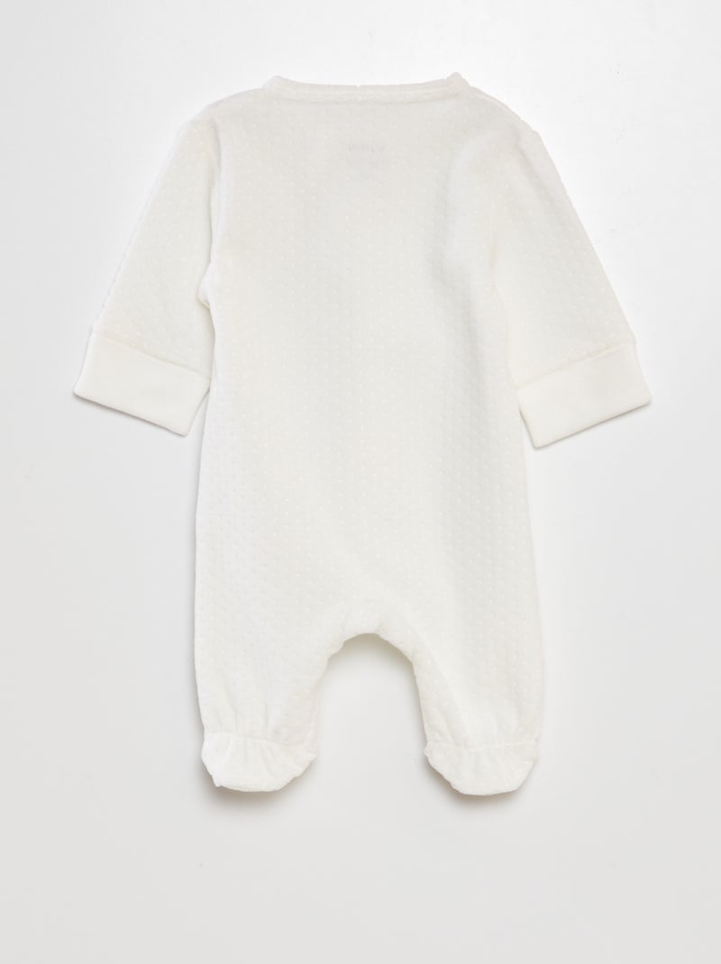 Pijama em veludo com mangas ajustáveis BRANCO - Kiabi