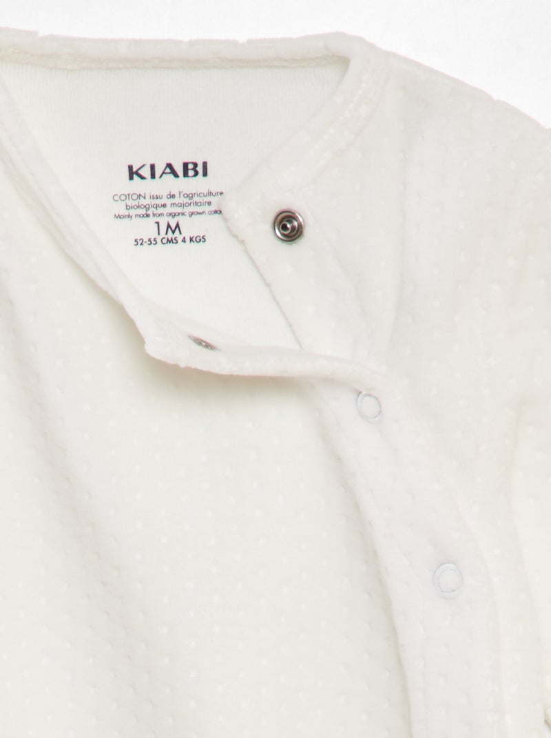 Pijama em veludo com mangas ajustáveis BRANCO - Kiabi