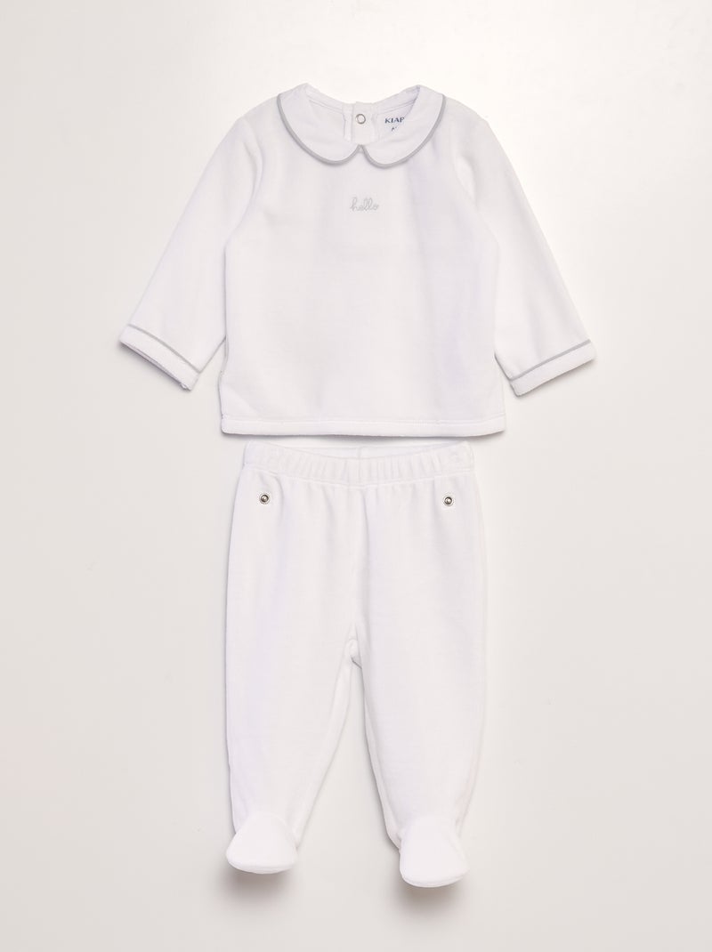 Pijama em veludo de 2 peças BRANCO - Kiabi