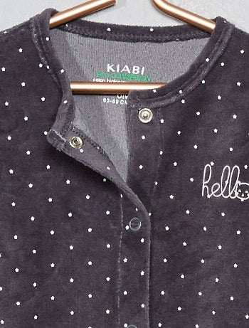 Pijama em veludo 'hello' em algodão biológico - Kiabi