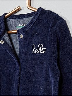 Pijama em veludo 'hello' em algodão biológico - Kiabi