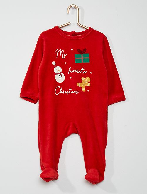 Pijama em veludo 'Natal'                             ROXO 
