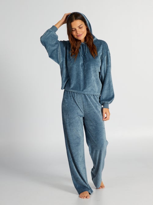 Pijama em veludo nervurado - 2 peças - Kiabi