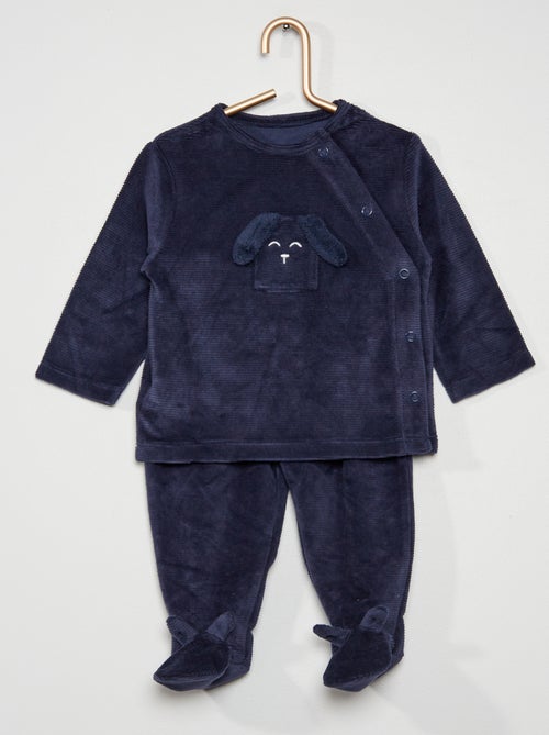 Pijama em veludo nervurado - Kiabi