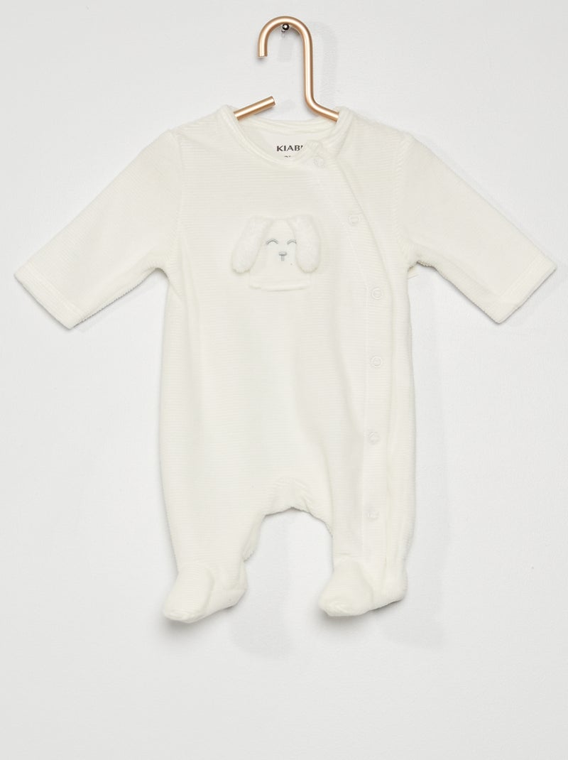 Pijama em veludo nervurado BRANCO - Kiabi