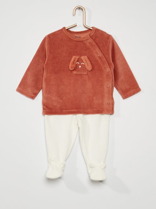 Pijama em veludo nervurado - Kiabi