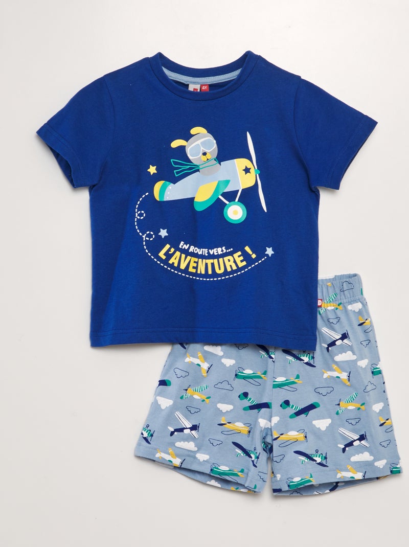 Pijama estampado - 2 peças AZUL - Kiabi