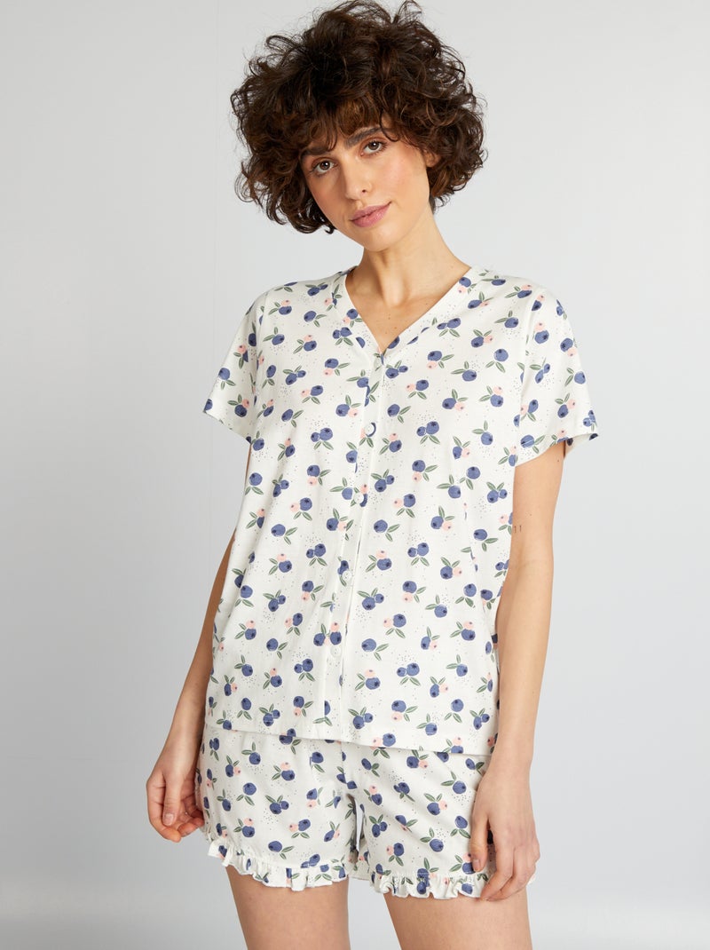 Pijama estampado  - 2 peças BRANCO - Kiabi