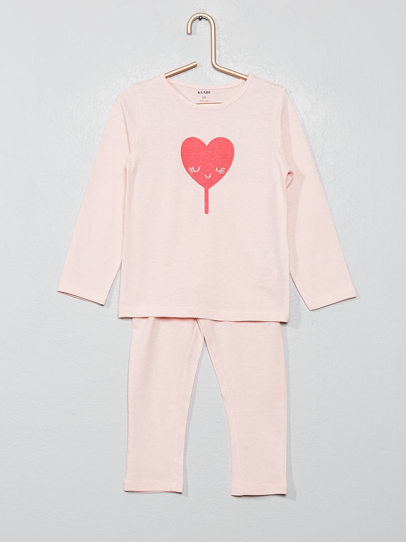 Pijama estampado 'coração' Rosa - Kiabi