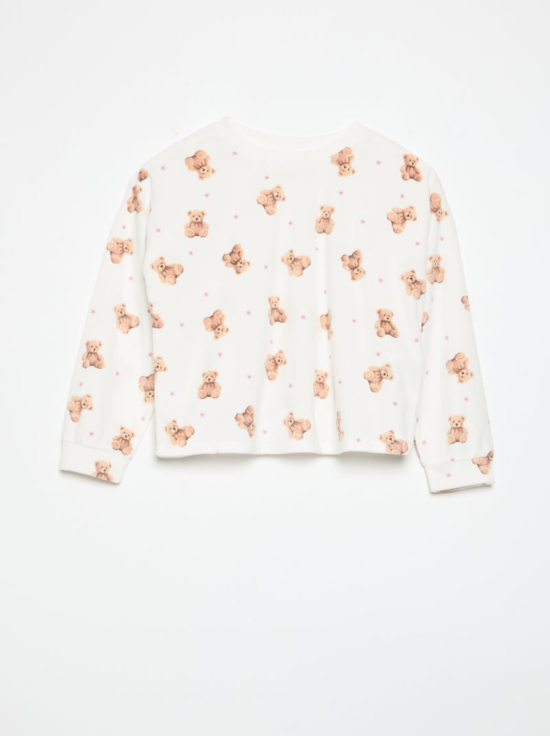Pijama estampado de 2 peças - Camisola + calças Cru - Kiabi
