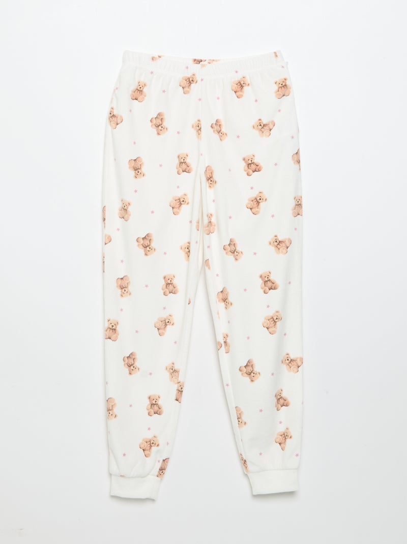 Pijama estampado de 2 peças - Camisola + calças Cru - Kiabi