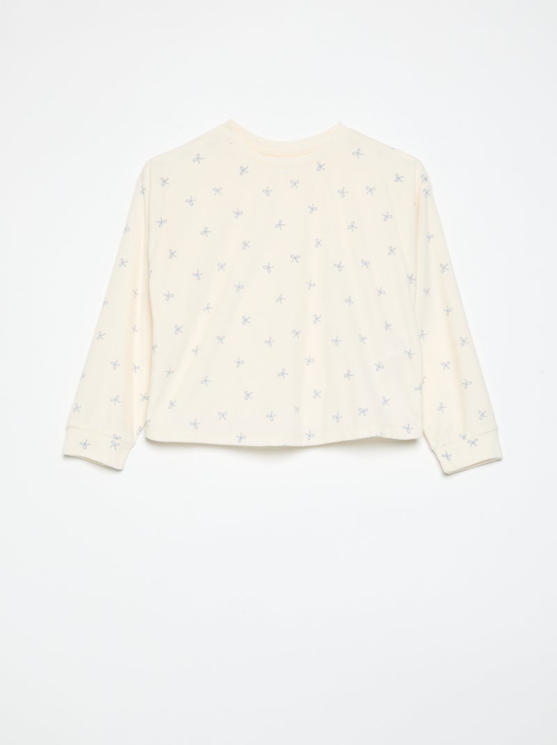 Pijama estampado de 2 peças - Camisola + calças Cru - Kiabi