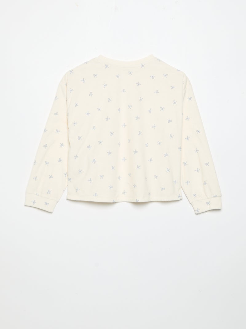 Pijama estampado de 2 peças - Camisola + calças Cru - Kiabi