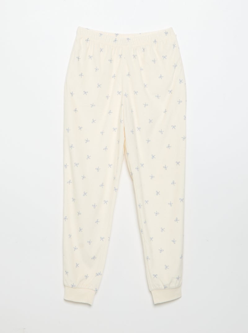Pijama estampado de 2 peças - Camisola + calças Cru - Kiabi