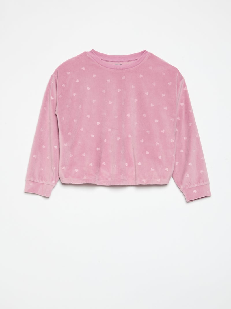 Pijama estampado de 2 peças - Camisola + calças Rosa - Kiabi
