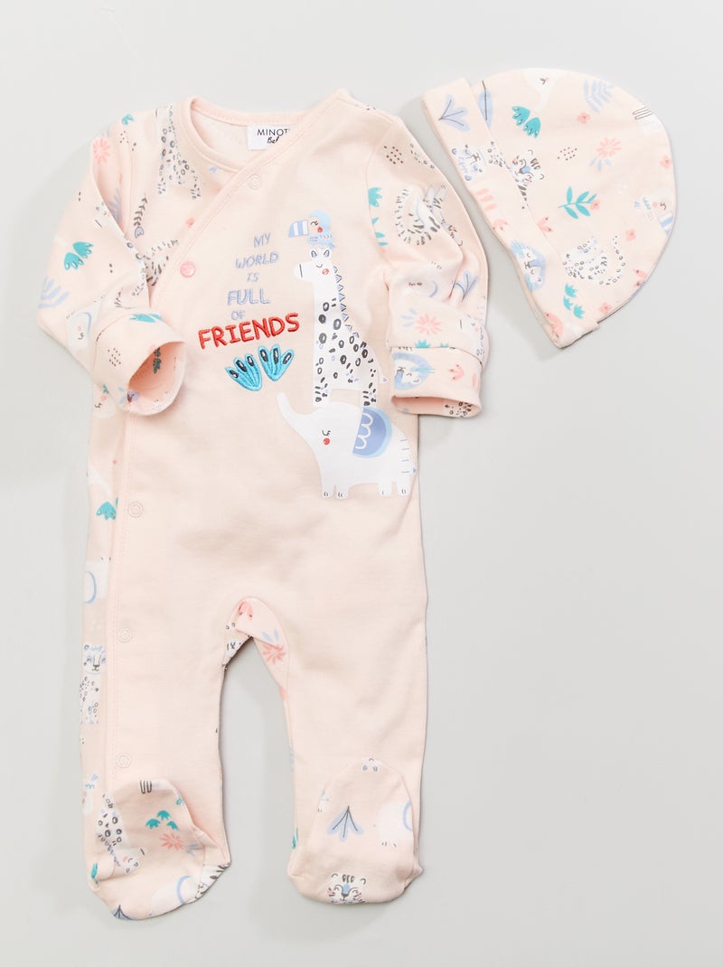 Pijama estampado de algodão Rosa - Kiabi