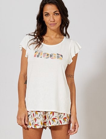 Pijama estampado em malha soltinha - Kiabi