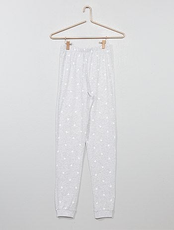 Pijama estampado mensagem e corações - Kiabi