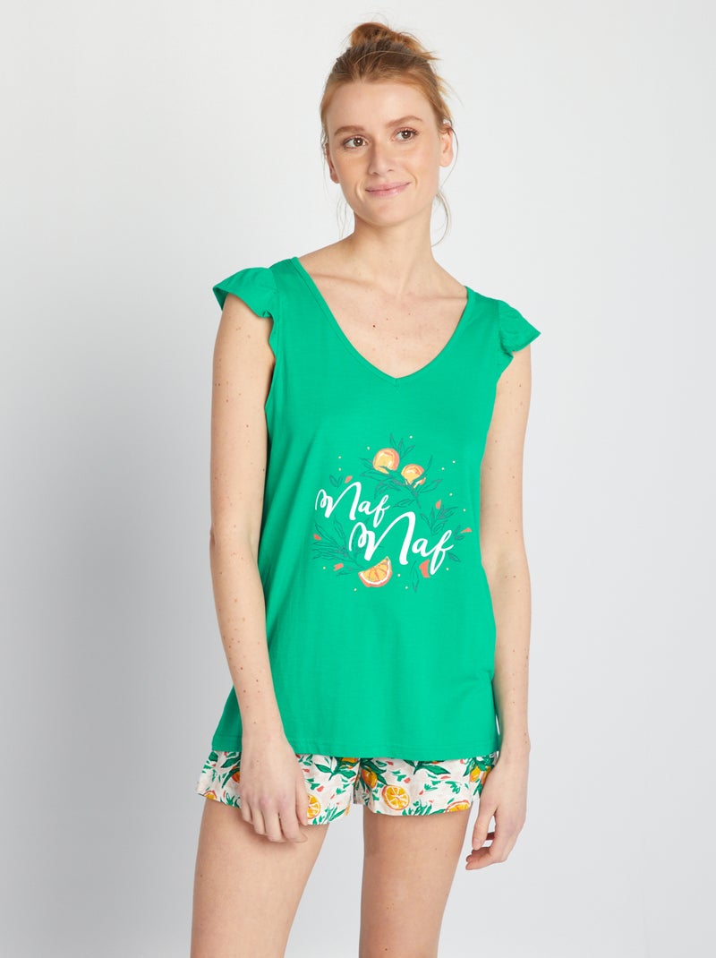 Pijama estampado 'Naf naf'  - 2 peças VERDE - Kiabi